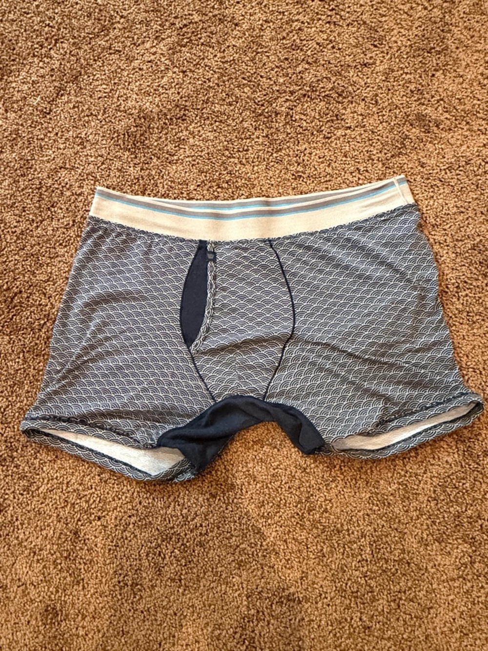 Men's Navy 18 Hour Jersey Patterned Boxer Briefs - Comfortable Support